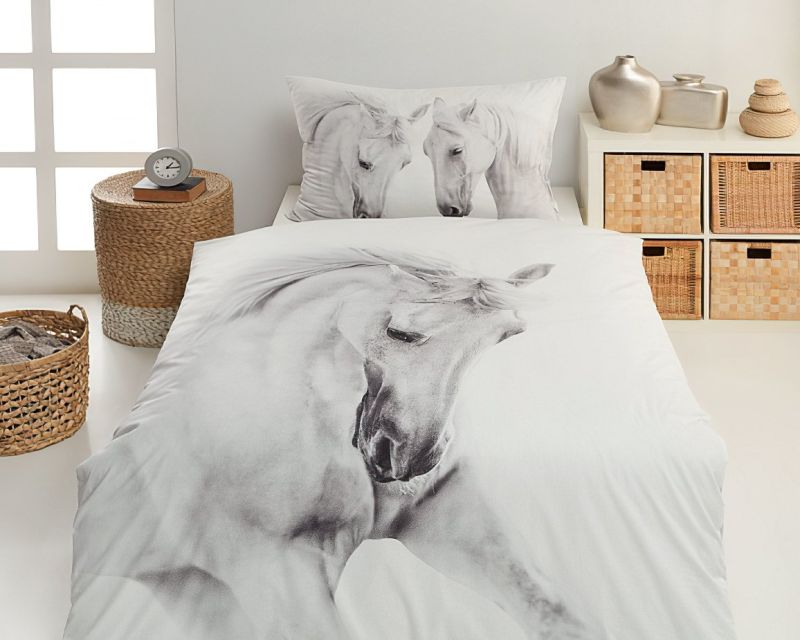 Povlečení Matějovský GALUS, bílý kůň, bavlna hladká digitál, 140x200cm + 70x90cm
