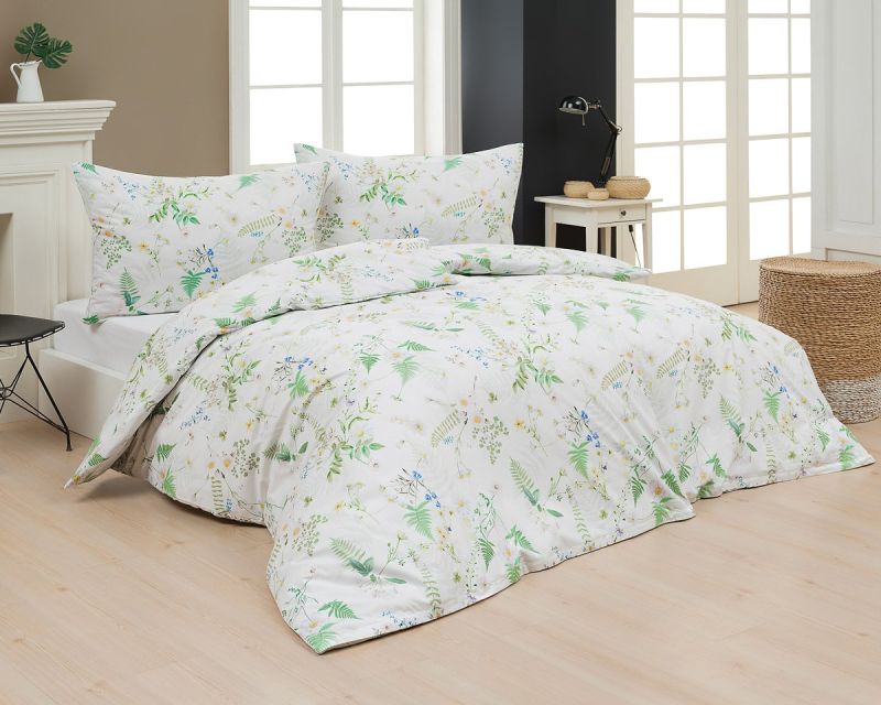 Povlečení Matějovský ARIA, rostlinný motiv, zelené, bavlna hladká digitál, (více rozměrů)