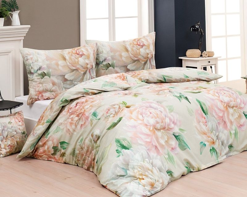 Povlečení Matějovský CÉLINE, růžové květy pivoňky, bavlna hladká digitál (více rozměrů)