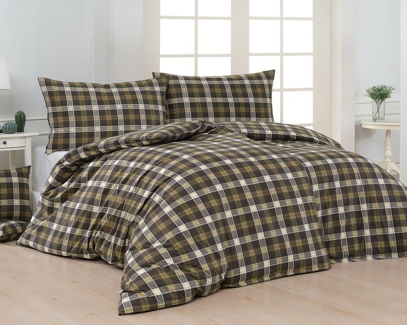 Povlečení Matějovský DANTE, hnědo-béžové káro (více materiálů, rozměrů)