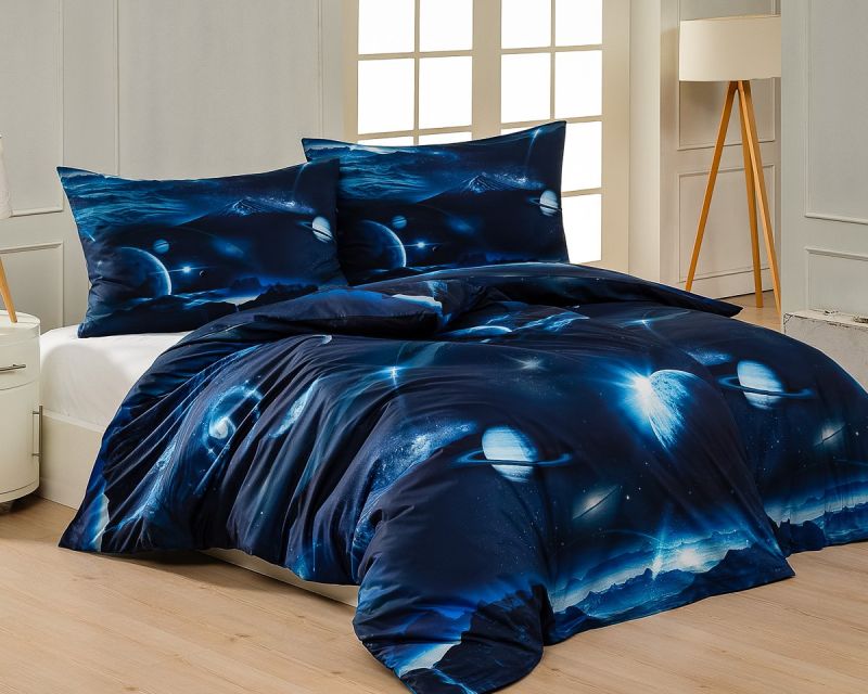 Povlečení Matějovský GALAXIE, planety, modré, bavlna hladká digitál, (více rozměrů)