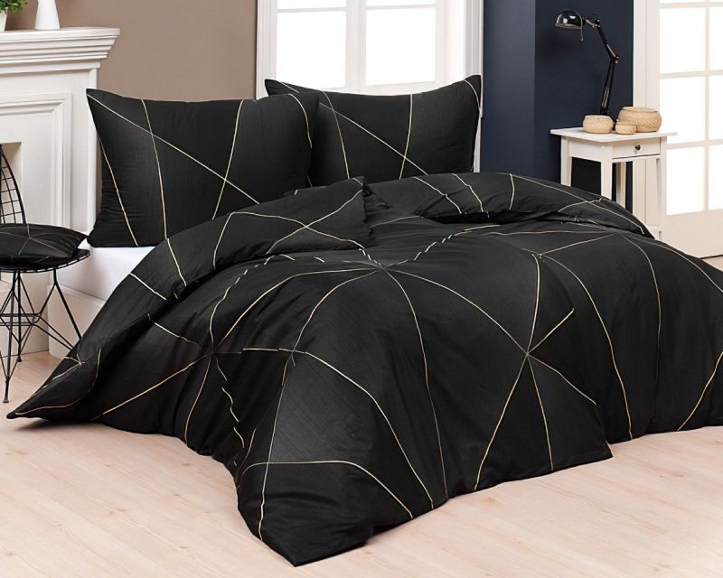 Povlečení Matějovský HILLARY, geometrický vzor, černé (více materiálů, rozměrů)