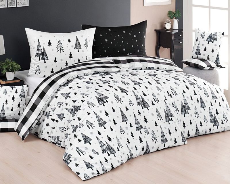 Povlečení Matějovský HOLY, zimní vzor a kostka, bílo-šedá, bavlna hladká (více rozměrů, materiálu)