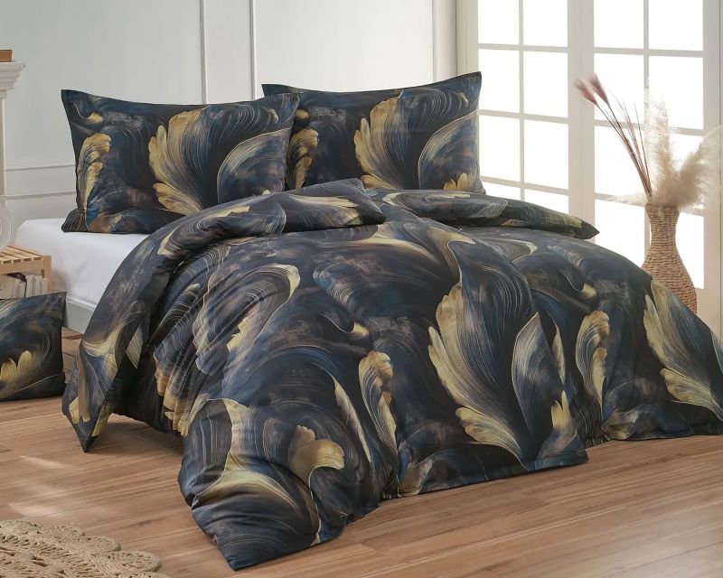 Povlečení Matějovský LYRA, vějířovitý vzor, tmavě šedo-béžové, bavlna hladká digitál, (více rozměrů)