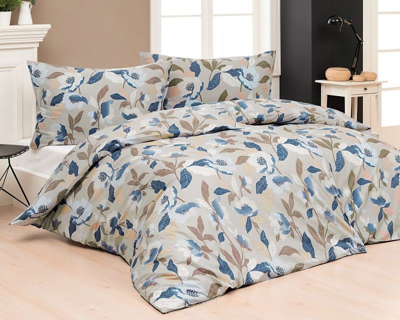 Povlečení Matějovský MARION, květinový vzor, modro-béžové (více materiálů, rozměrů)