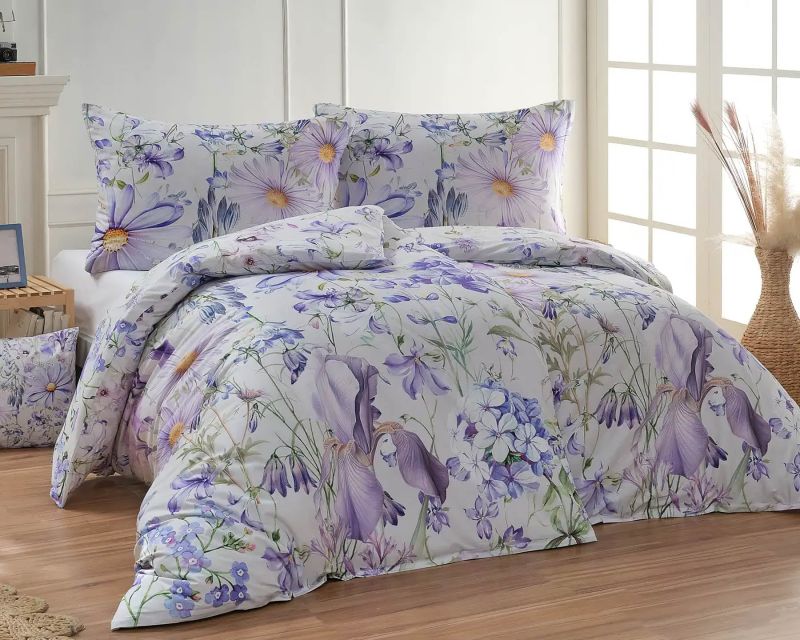 Povlečení Matějovský MIRABEL, fialový květinový vzor, bavlna hladká digitál, (více rozměrů)