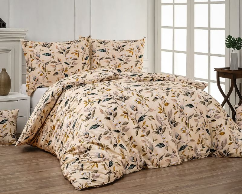 Povlečení Matějovský NITA, květinový vzor, béžové, bavlna hladká digitál, (více rozměrů)