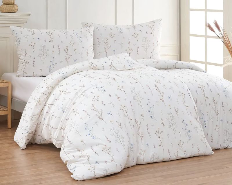 Povlečení Matějovský PALOMA, rostlinný motiv, smetanové, mako jersey, 140x200cm + 70x90cm