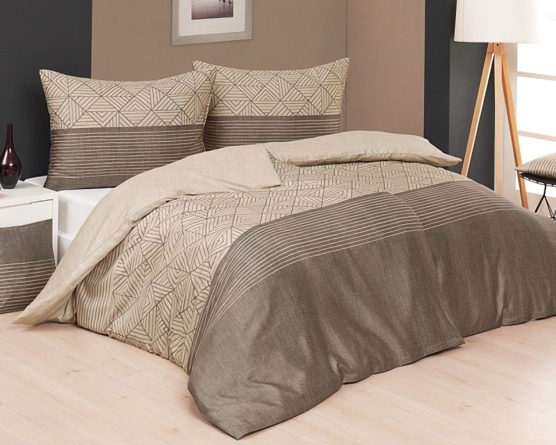 Povlečení Matějovský PIETRO, béžovo-hnědé pruhy (více materiálů, rozměrů)