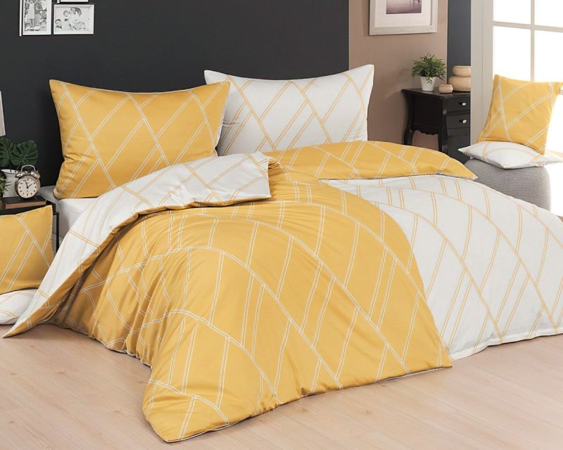 Povlečení Matějovský SALLY, geometrický vzor, žluto-bílé (více materiálů, rozměrů)