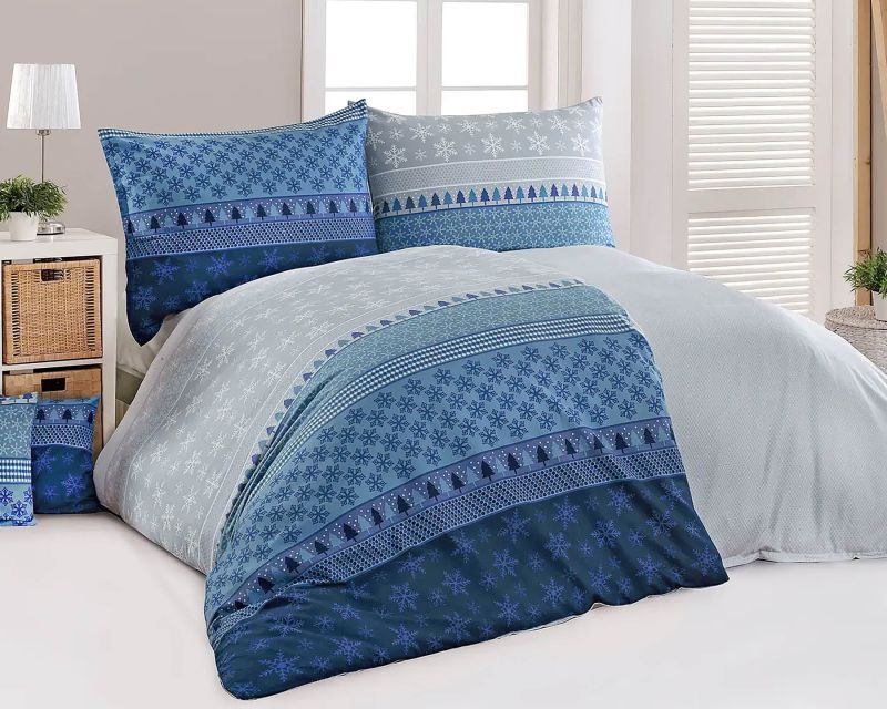 Povlečení Matějovský SANTO BLUE, skandinávský vzor, modré flanel premium (více rozměrů)