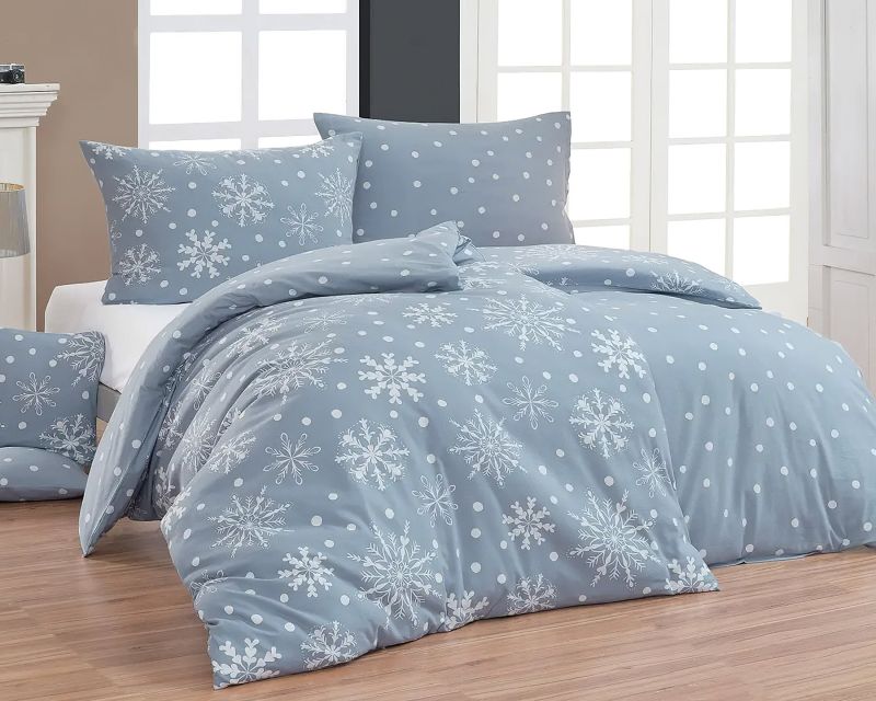 Povlečení Matějovský SNOWFLAKES, sněhové vločky, modré, flanel premium (více rozměrů)