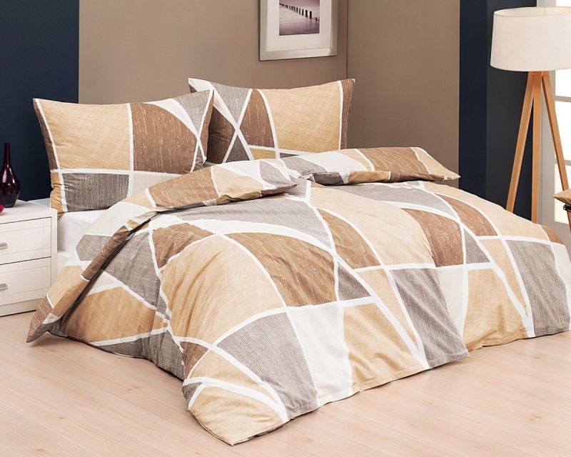 Povlečení Matějovský TWIST, geometrický vzor, béžové, 140x200cm + 70x90cm, (více materiálů)