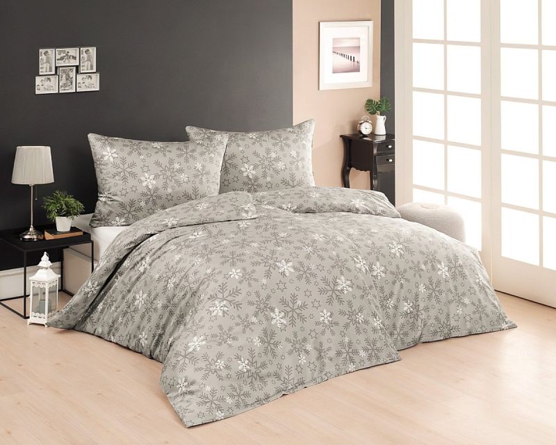 Povlečení Matějovský VLOČKY ŠEDÉ, bílé a šedé sněhové vločky, (více materiálů, rozměrů)