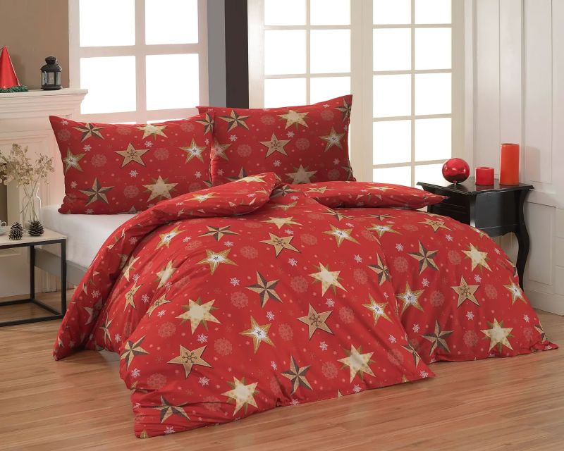 Povlečení Matějovský MERCI, červeno-zlatý zimní vzor (více rozměrů, materiálů)