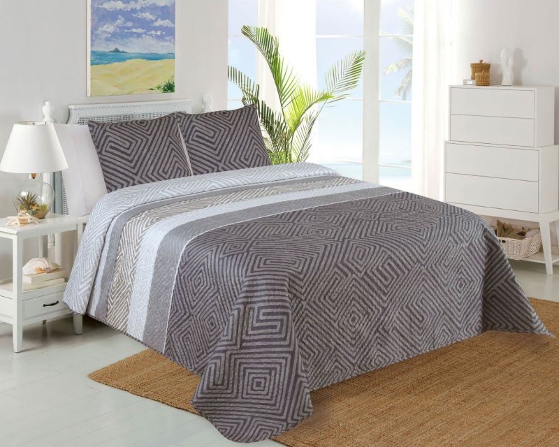 Přehoz na postel PLAZA šedo-hnědé pruhy, 140x220cm, jednolůžkový + povlak 45 x 45cm