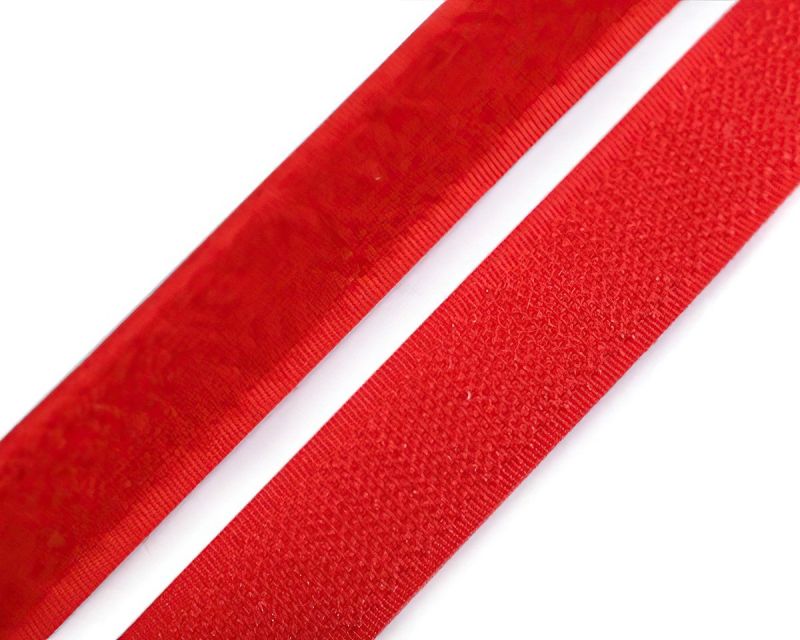 Suchý zip háček + plyš 740843/820 červený, šířka 2cm (v metráži)