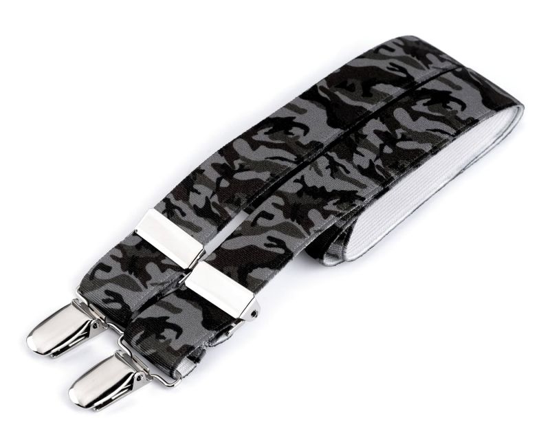 Šle dětské, délka 70cm, šíře 2,5cm, tvar Y, šedozelená světlá maskáč, 650249/26