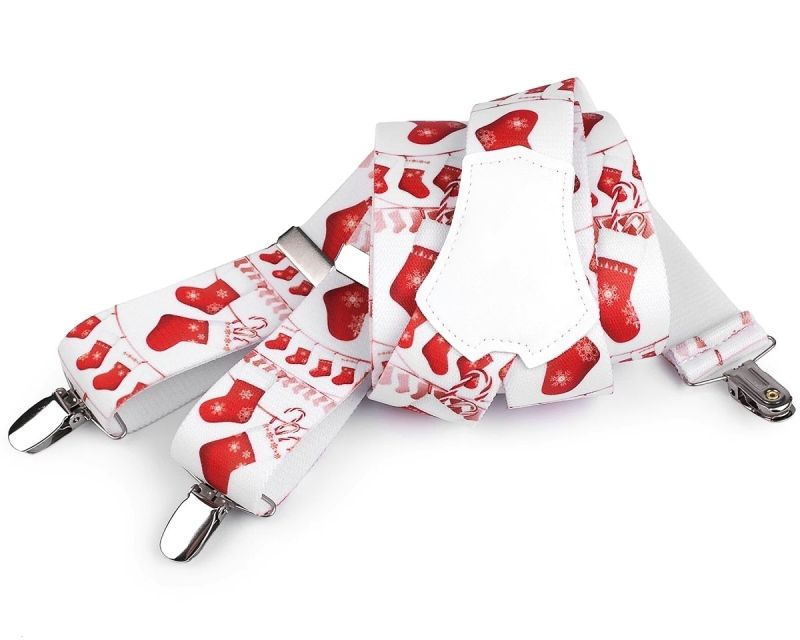 Šle unisex VÁNOČNÍ - PONOŽKA, délka 120cm, šíře 3,5cm, tvar Y, červeno-bílé, 650376/01