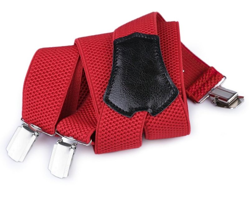 Šle pánské s texturou, délka 120cm, šíře 3,5cm, tvar Y, červené, 650265/01