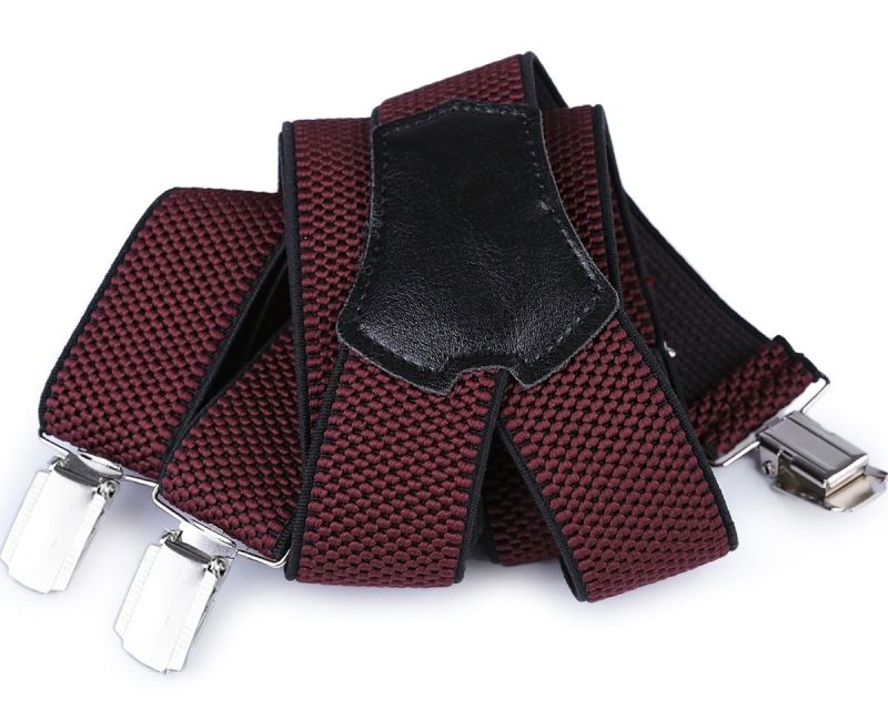 Šle pánské s texturou, délka 120cm, šíře 3,5cm, tvar Y, bordó, 650265/13