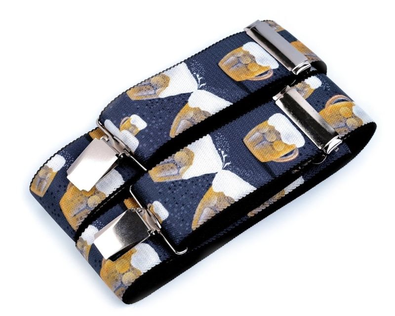 Šle pánské pivní PIVO MODRÉ, délka 120cm, šíře 4cm, tvar Y, modrá jeans, 650327/11