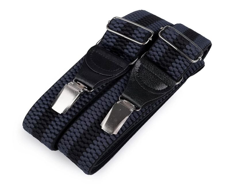 Šle pánské s texturou, hipster styl, PRUHY TMAVĚ MODRÉ, délka 120cm, šíře 4cm, tvar Y, modrá delta, 650366/02