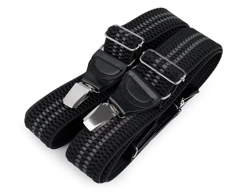 Šle pánské s texturou, hipster styl, PRUHY ČERNÉ, délka 120cm, šíře 4cm, tvar Y, černá, 650366/04