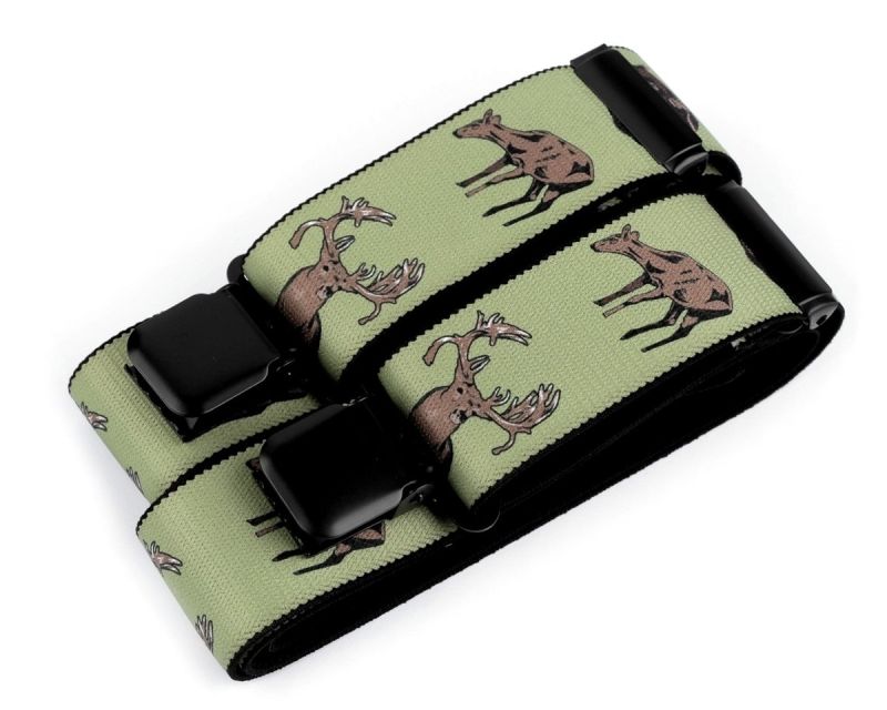 Šle pánské myslivecké ZVĚŘ, délka 120cm, šíře 4cm, tvar Y, světle zelené, 650370/04