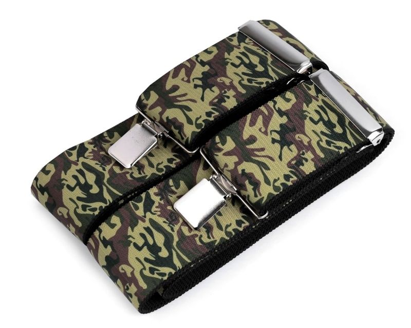 Šle pánské VOJENSKÉ / ARMY, délka 120cm, šíře 5cm, tvar Y, zelený maskáč, 650372/01