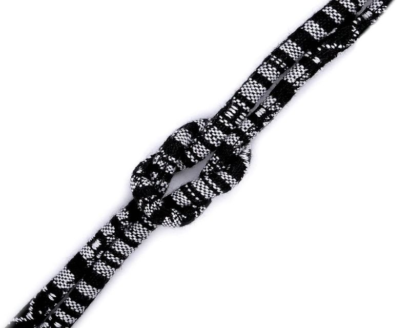 Šňůrka kulatá s výplní 310199/5, indiánský motiv, černá, průměr 6mm (šňůra na metry)