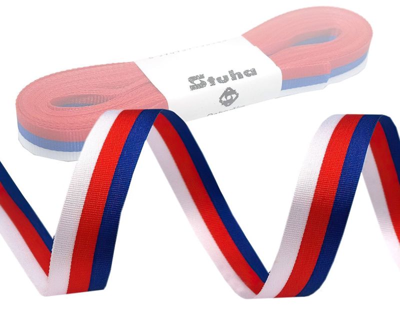 Taftová stuha TRIKOLORA CZ / Česká republika, šíře 1cm (stuha v metráži)