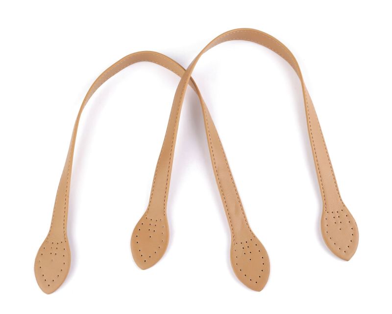 Ucha na kabelku (tašku), 900521/1 jednobarevná, béžová, koženková, délka 50cm, 2ks