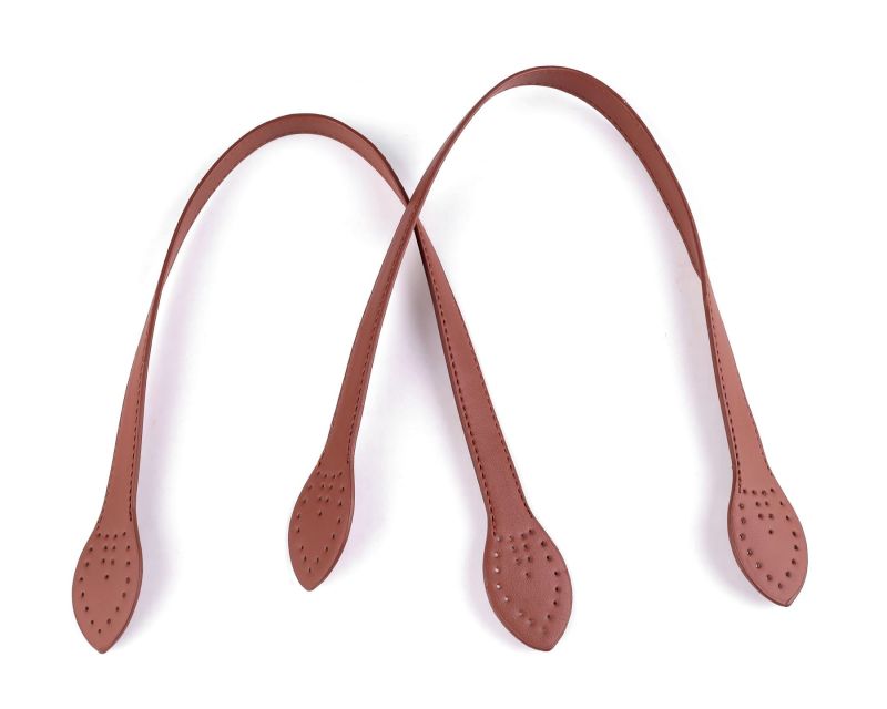 Ucha na kabelku (tašku), 900521/2 jednobarevná, hnědá koňak, koženková, délka 50cm, 2ks