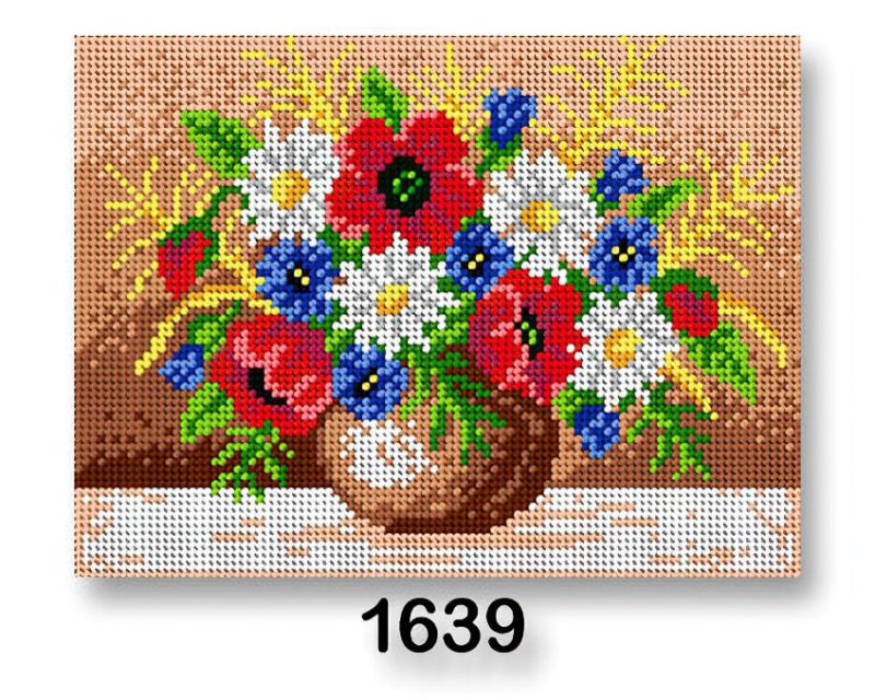 Vyšívací předloha, obrázek na vyšívání 70246/1639, květiny 5, červená, 18x24cm