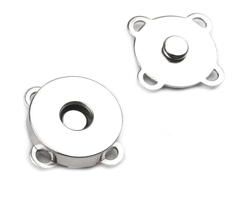 Zapínání na kabelku 730018/3, průměr 18mm, magnetické, nikl, stříbrná, kov, 1 pár