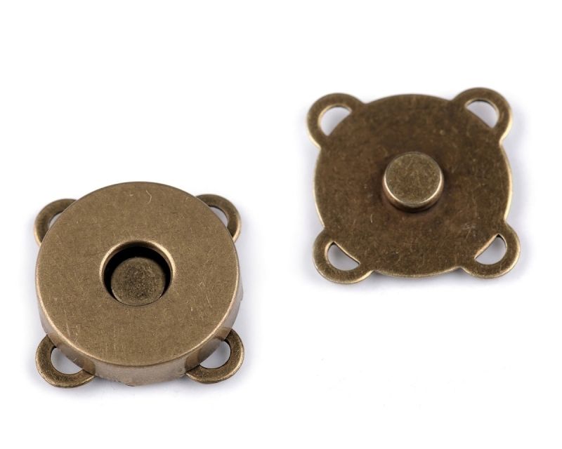 Zapínání na kabelku 730018/4, průměr 18mm, magnetické, staromosaz, kov, 1 pár