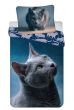 Dětské povlečení DARK CAT, fototisk, šedá kočka, bavlna hladká, 140x200cm + 70x90cm