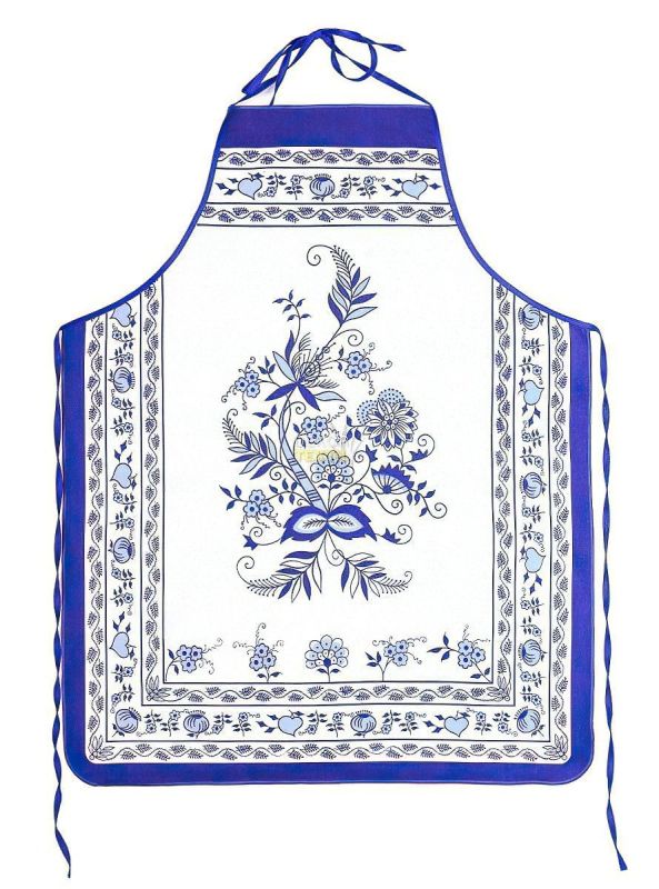 Kuchyňská zástěra CIBULÁK S LEMEM, modrobílá, 64x80cm