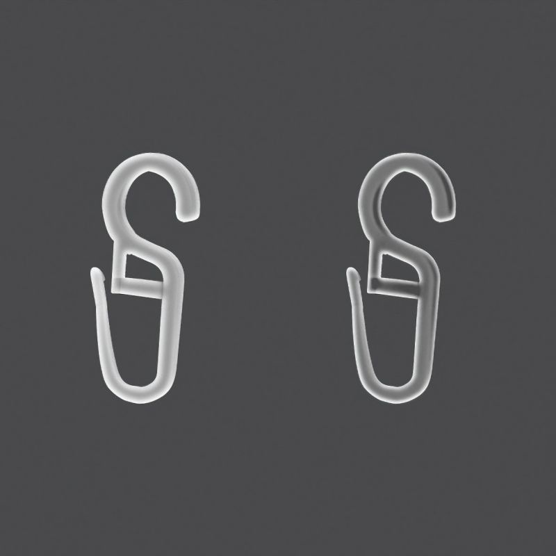 Háček na záclony na kroužky, mléčný, velikost 15x34mm, průměr kroužku 9mm