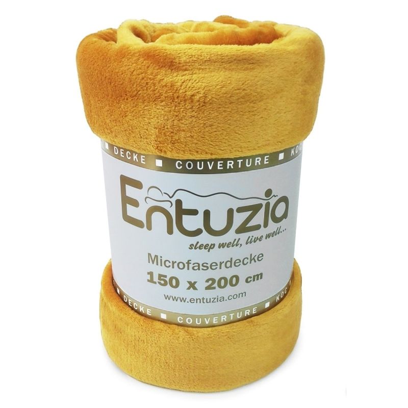 Deka z mikroflanelu BAR ENTUZIA jednobarevná, okrová (žlutá), 150x200cm