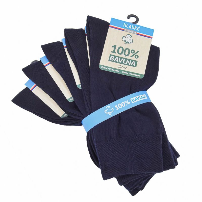 Ponožky zdravotní 91009, navy tmavě modré, klasické, bez gumiček, unisex, 5 párů (více velikostí)