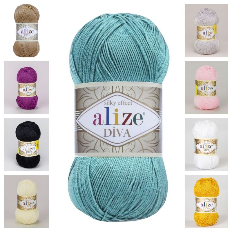 Pletací / háčkovací příze Alize DIVA jednobarevná, 100g/350m