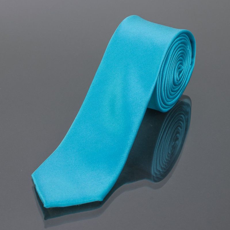 Kravata pánská AMJ úzká jednobarevná KI0008, tyrkysová