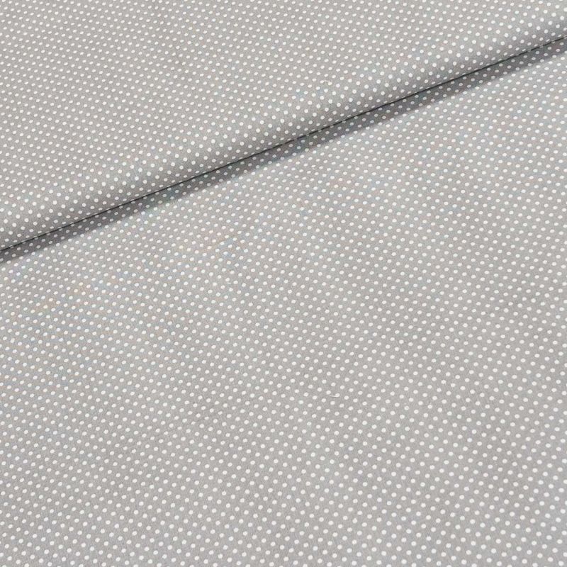 Bavlněné plátno 103000/7676, bílý puntík na středně šedé, š.140cm (látka v metráži)