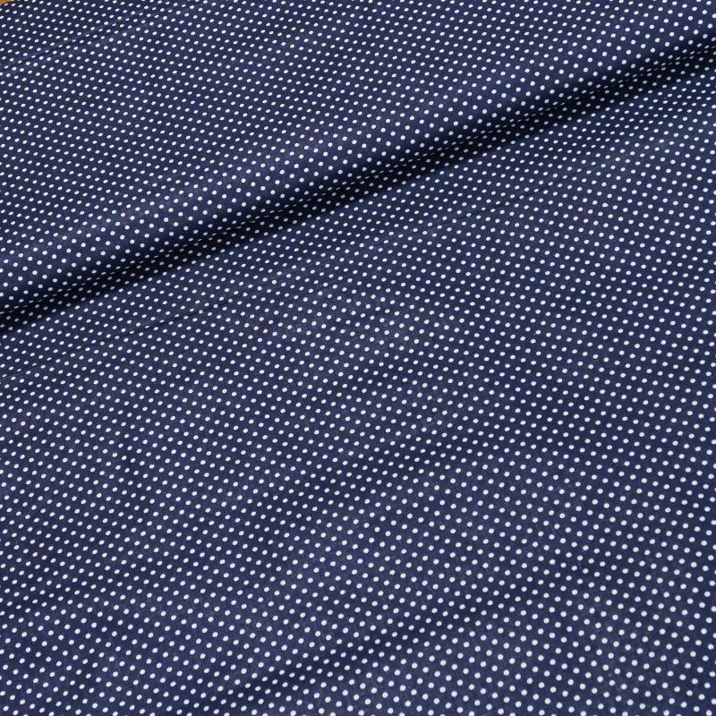 Bavlněné plátno 103000/7676 BLUE, bílý puntík na tmavě modré, š.140cm (látka v metráži)