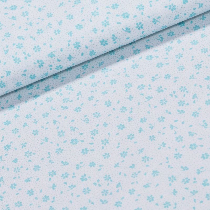 Bavlněné plátno Valerie VA003/05 tyrkysové květinky, š.160cm (látka v metráži)