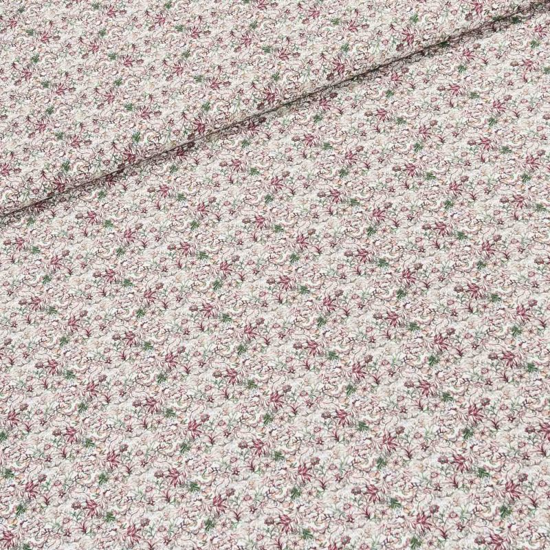 Bavlněné plátno 7904, vínový a zelený hustý vzor květin, š.160cm (látka v metráži)