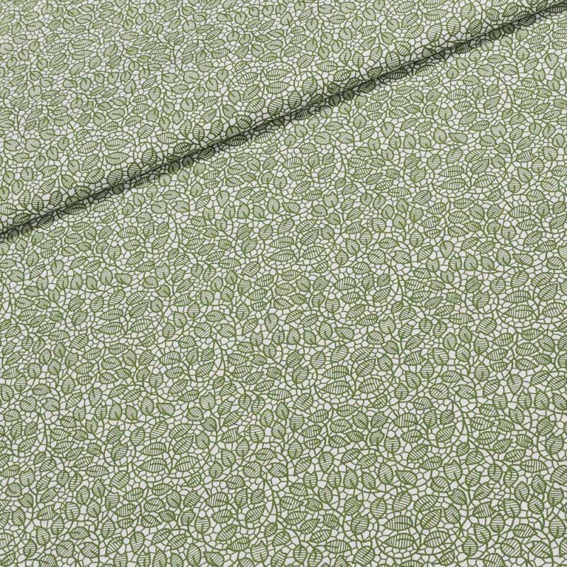Bavlněné plátno DIANA tmavě zelené listy na bílé, š.140cm (látka v metráži)