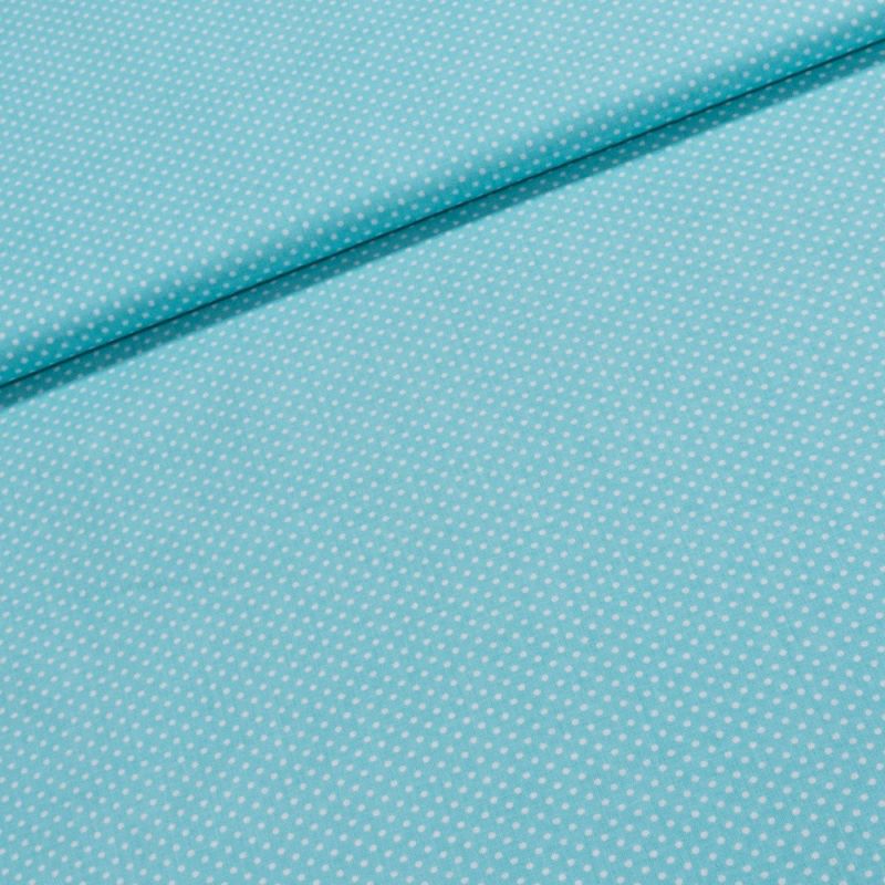 Bavlněné plátno Jolana JO004/05 bílý puntík na tyrkysové 2 mm, š.150cm (látka v metráži)